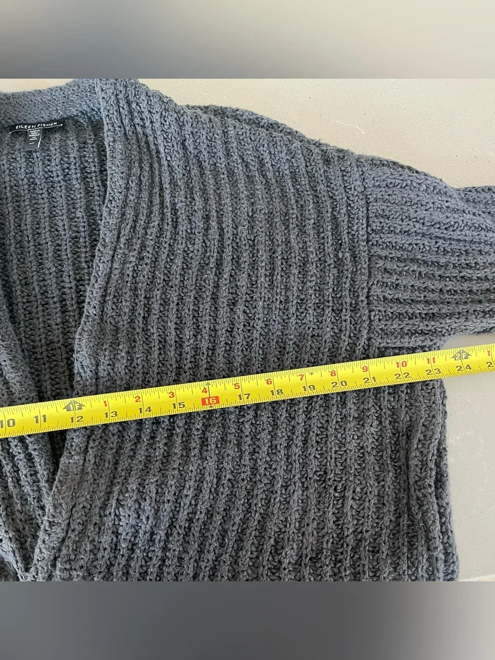 Eileen Fisher Ribbed Knit Cardigan Sweater Dark Gray Women’s Size S - Picture 6 of 8